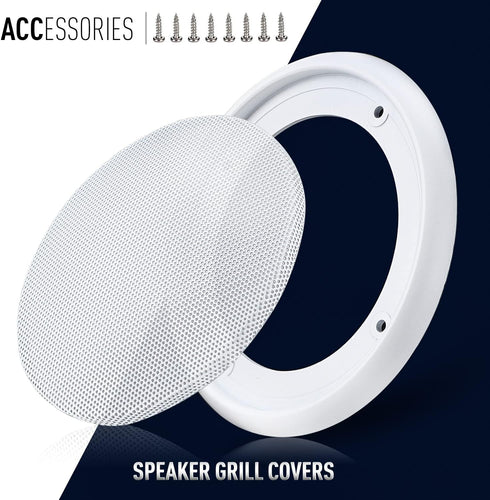 Facmogu 2PCS 6.5in Ceiling Speaker Grille Covers, White Round Commercial Ceiling Speaker Grill for 6.5 Inch Speaker, Speaker Decorative Ring DIY S...