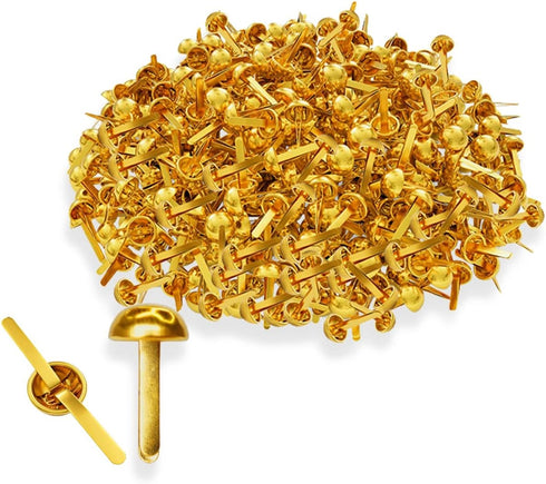 Performore 500 Pcs of 8mm x 16mm Brass Round Head Fastener, Brads for Arts and Crafts, Scrapbooking, Decorating and DIY Uses, Flexible Premium Siz...