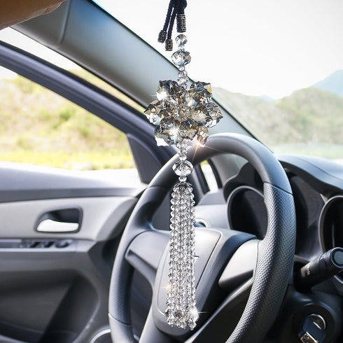 H&D HYALINE & DORA Crystal Maple Leaf Car Pendant Lucky Hanging Rearview Mirror Ornament Car Interior Decor Accessories...