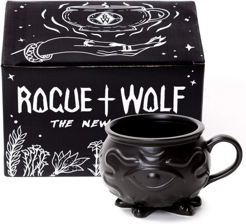 Rogue + Wolf Large Coffee Mug, Big Witch Cauldron Ceramic Mug, Witchcraft Coffee Cups, Ceramic Halloween Decor Spooky Coffee Mugs for Women Porcel...