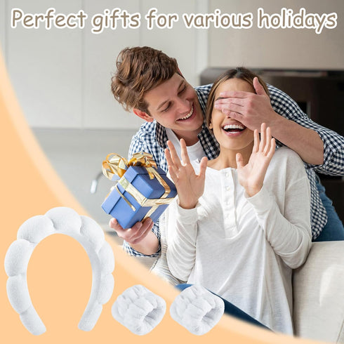 Skincare Headbands for Women, Headband for Washing Face 3 Pack Spa Headband and 6 Pack Wrist Washband Set Sponge Terry Cloth Headbands...