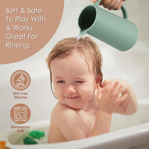 Baby Bath Rinse Cup, Food Grade Silicone Body Washing Rinser Cup (Pink)...
