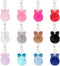 Hicarer 12 Pieces Fluffy Pom Pom Keychain Bulk Bow Rhinestone Faux Pompoms Keyring for Girls Women Bags Craft, 12 Colors (Pastel Colors)...