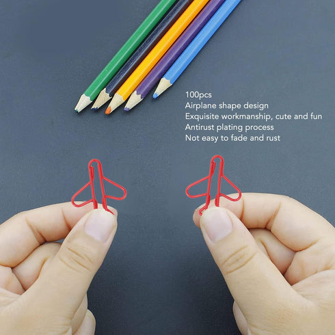 Office Paper Clips, Paper Clips Plating Process Airplane Shaped for Scrapbooking (Red)...