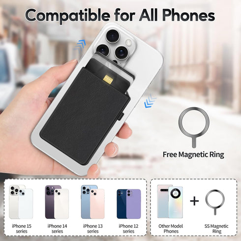 SS Magnetic Wallet for MagSafe, Minimalist Slim Pop-up Phone Wallet Card Holder for Back of Phone, Safety Lock, Black...
