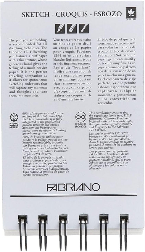 Fabriano 1264 Sketch Pad, 3.5 x 5, Light Cream...