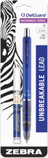 Zebra Pen DelGuard Mechanical Pencil with Lead Refill, Fine Point, 0.5mm, Blue Barrel, Standard #2 HB Lead, Refillable, 1-Pack...