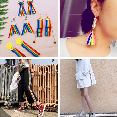 50 Yards Rainbow Ribbon Grosgrain Ribbons for Gift Wrapping Jewelry Making DIY Crafts Party Favors (10mm)...