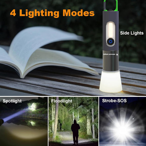 Zoomable LED Flashlights Powerful with COB Sidelight & Hook, 4 Modes 1000 Lumens, IPX4 Waterproof & Type-C Tactical Small Lantern Flashlights for ...
