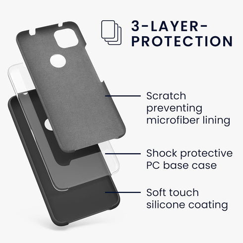 kwmobile Case Compatible with Google Pixel 4a Case - TPU Silicone Phone Cover with Soft Finish - Black Matte...