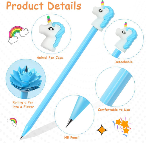 AUAUY Pencils #2 HB, Fun Pencil with Cartoon Pencil Toppers, 15PCS Wood-Cased Pencils, Graphite Pencils, Cute Pencils for Kids, Sketch Gift Pencil...