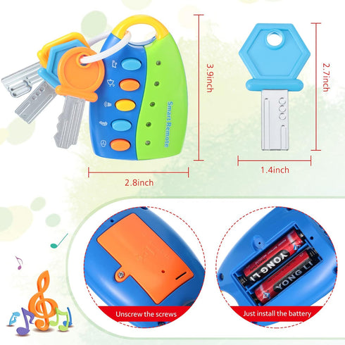 Skylety Musical Smart Remote Key Toy Fake Car Toy Keys with Sound and Lights Fun and Educational Key Toys for Travel Play (Batteries Not Included)...