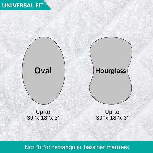 Bassinet Mattress Protector, Universal Fit for Halo Bassinest Swivel and Hourglass/Oval Bassinet Mattress, Ultra Soft Waterproof and Breathable, 2...