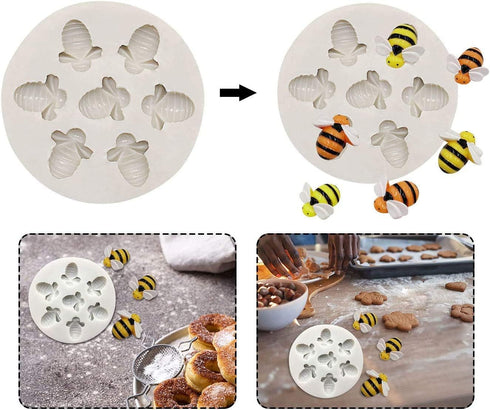 Bumble Bee Silicone Chocolate & Soap Mould - 3D Honeycomb Cake Topper Decoration & Ice Cube Desserts & Candy Mould...