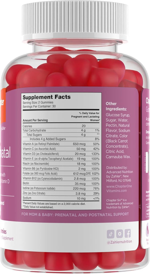 Zahler Chapter Six Prenatal Gummies, Grape, 60 Gummies...