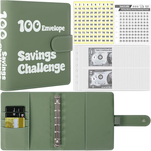 100 Envelopes Money Saving Challenge, Small 1000 Savings Challenge Binder with Cash Envelopes, Budget Binder for Budgeting and Organizing, Easy & ...