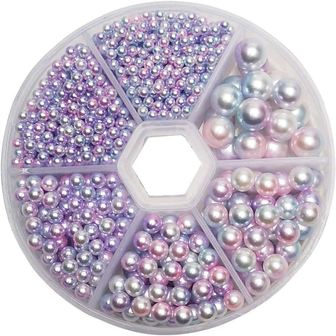 Chenkou Craft 1550PCS 1 Box Round Imitation Pearls Bead No Hole Loose Beads Gem (Light Mix, Mix)...