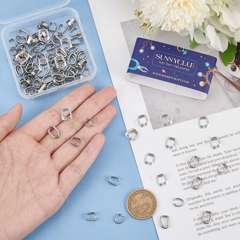 SUNNYCLUE 1 Box 120Pcs Pendant Clasp Pinch Clasp Bails 304 Stainless Steel Pinch Bails Pendant Clasp Bail Connector Pendant Clasps Jewelry Finding...