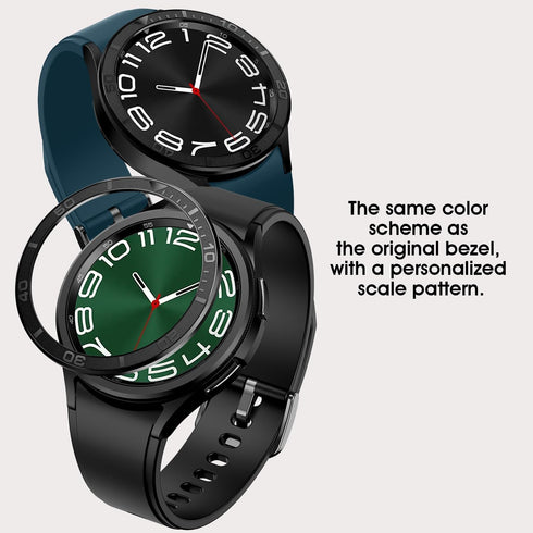 AMANECER Bezel Ring Designed for Galaxy Watch 6 Classic 43mm 47mm, Stainless Steel Stylish Frame Loop Adhesive Cover Protector Anti Scratch for Sa...