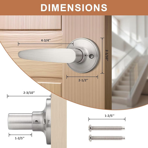 Probrico (1 Pack Door Hardware Dummy Lever Door Handles for Closets,Single Side Individual Door Lever in Satin Nickel...