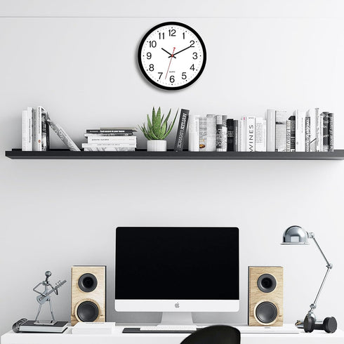 Foxtop Black Wall Clock Silent Non-Ticking 12 Inch Quartz Battery Operated Round Analog Wall Clock for Classroom School Office Living Room Bedroom...