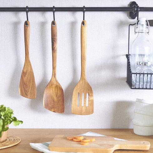 FAAY 11.5 Inch LEFT Hand Teak Wood Spatula/Turner | Versatile Spatula, Durable, Healthy and High Moist Resistance for Non Stick Cookware...