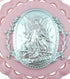 Moulded Acrylic Pink Crib Medal with Guardian Angel for Baby Girl Nursery Decor, 3 1/2 Inch...