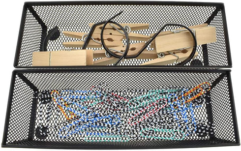 HAHIYO Stackable Mesh Tray Cup 9 x 3 x 2 inches Sturdy Container for Desk Drawer Organizer Collection for Home Office School Kitchen Soft Foam Fee...