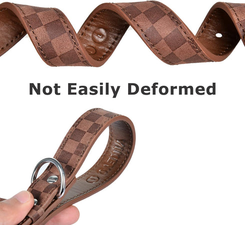 Dog Collar for Small Medium Large Dogs Pet Collars Girl Boy, PU Stamping Leather Plaid Dogs Collar Adjustable Chihuahua Teacup Yorkie Puppy Collar...