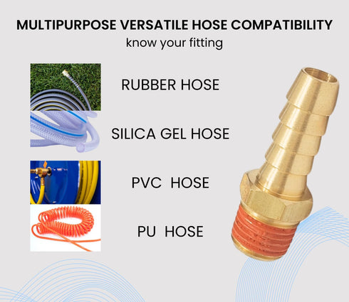 2 Pack Brass Air Hose Barb Fittings Adapter Set - 3/8" Barb to 1/4" NPT Male Pipe, Air Hose Repair Kit Connectors with Sealant...