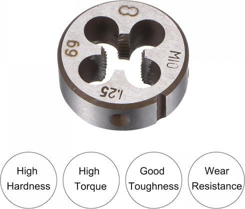 uxcell Die Stock Handle Wrench Set, M10 x 1.25 Threading Round Die and 30mm (Fit M10-M11 Dies) Holder Adjustable Wrench Hand Tool...