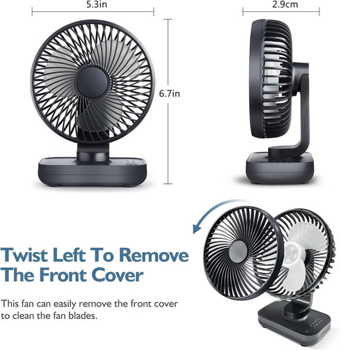 Small Oscillating Fan 3600mAh, Battery Operated Fan,Rechargeable Fan,Small battery powered fan ,Small fan, Oscillating Fan,Dual Adjustable Angle D...