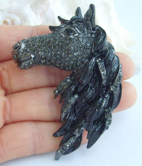 Sindary Art Style 2.76" Horse Brooch Pin Enamel Brooch Pendant Rhinestone Crystal BZ6535...