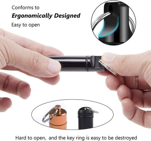 2 Pack Small Pocket Pill Box Keychain, Portable Mini Aluminium Alloy Pill Organizer Case Container for Purse, Waterproof Metal Pill Holder Medicin...