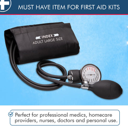 Professional Black Large Adult Size Blood Pressure Machine, Aneroid Sphygmomanometer Medical Supplies, Manual Emergency BP Monitor for High Blood ...