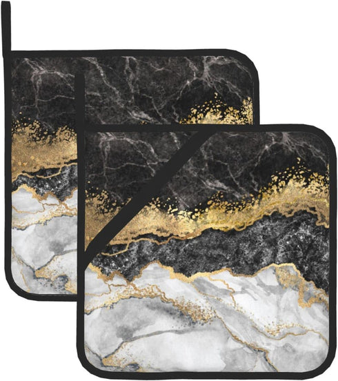 Black and white marble pan covers (set of 2), heat-resistant and sturdy for kitchen, cooking, baking, grilling and more....