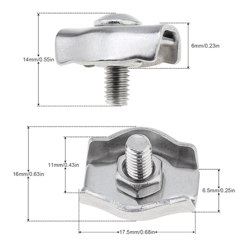 20pcs M3 Single Bolt Wire Rope Clips, PNXKTXO 304 Stainless Steel Simplex Cable Clamps for 2-2.5MM Diameter Wire Cable Saddle Fastener...