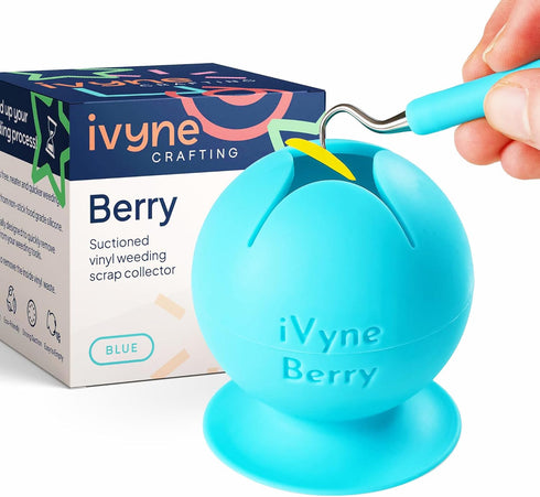 iVyne Berry Suctioned Vinyl Weeding Scrap Collector & Holder for Weeding Tools for Vinyl - Blue...