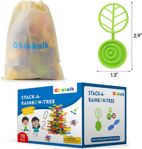 Stack-a-Rainbow-Tree Plastic Stacking Blocks 70 Piece, Balance Game Building Toys for Kids Ages 3-8, Preschool Kindergarten Educational Montessori...