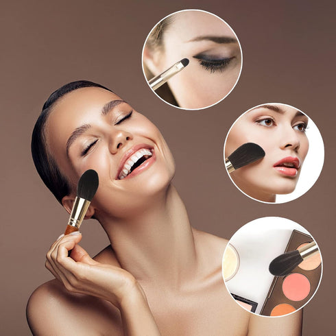 Unaone 9 Piece Makeup Brushes Set, Professional Travel Small Makeup Brushes with PU Makeup Brush Bag, Portable Cosmetics Brushes for Eyeshadow, Po...