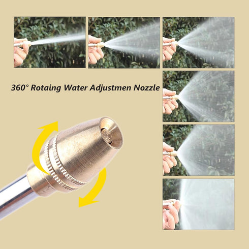 Garden Hose Nozzle Heavy Duty Metal Outdoor Water Sprayer High Pressure Hose Attachment Long Rod Jet Nozzle Gun 360°Rotaing Water Adjustmen for Ca...
