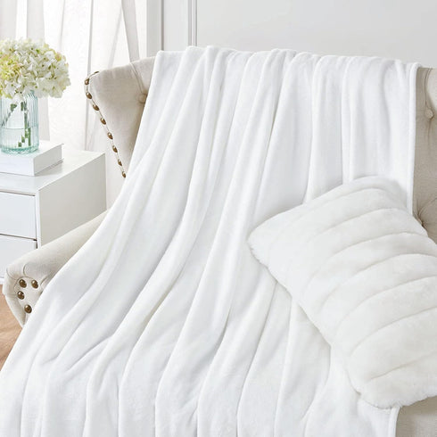 Walensee Fleece Blanket Plush Throw Fuzzy Lightweight (Throw Size 50x60 White) Super Soft Microfiber Flannel Blankets for Couch, Bed, Sofa Ultra L...