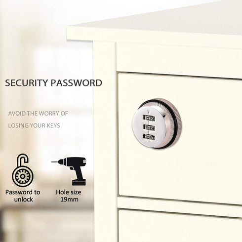 Lpraer Combination Cam Lock Security Locks Set of 2 Password Coded Locks for Safety of Box Cabinet Drawer Mailbox Door Furniture (1-1/8 Inch, Silv...