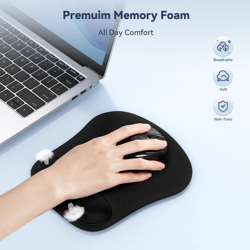 TECKNET 2 Pack Mouse Pad with Wrist Support, Ergonomic Gaming Mouse Pad Pain Relief, Portable Comfortable Mousepad for Computer, Laptop, Office, H...