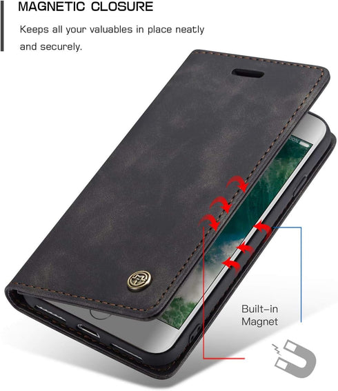 SINIANL Compatible with iPhone 7/8 Leather Case, Folio Case with Kickstand Credit Card Holder Magnetic Closure Folding Flip Book Cover for iPhone ...