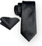Stylish Neck Tie with Matching Pocket Square - Traditional Elegance for Every Occasion! Modern Slim Black...