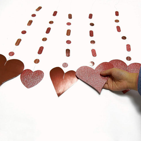 Cheerland Rose Gold Party Decorations Romantic Heart Paper Streamers Garland Hanging for Mother’s Day Love Date Tea Brunch Wedding Anniversary Bri...