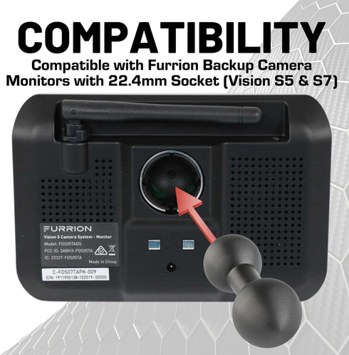 Bulletpoint Aluminum 20mm Ball to 22.4mm Ball Mount Extension Connector for Mounting Arms Compatible with Furrion Backup Cameras & other Devices w...