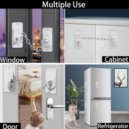 (3 Pack) Child Safety Locks, Adjustable Refrigerator Lock with Keys, for Fridge, Door, Drawers, Toilet and Child Safety Cabinet Lock, door lock, w...