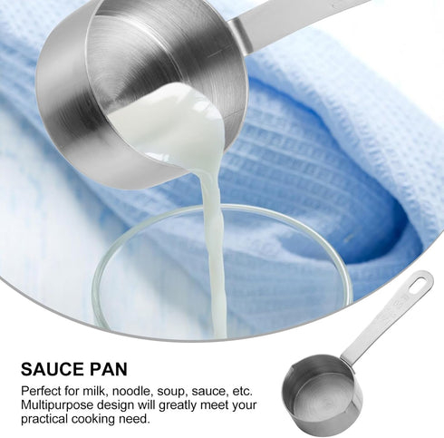 Amosfun Stainless Steel Saucepan Butter Melting Pot Milk Heating Pot with Dual Spouts and Long Handle 60ml Stove Top Sauce Pan for Coffee Milk But...